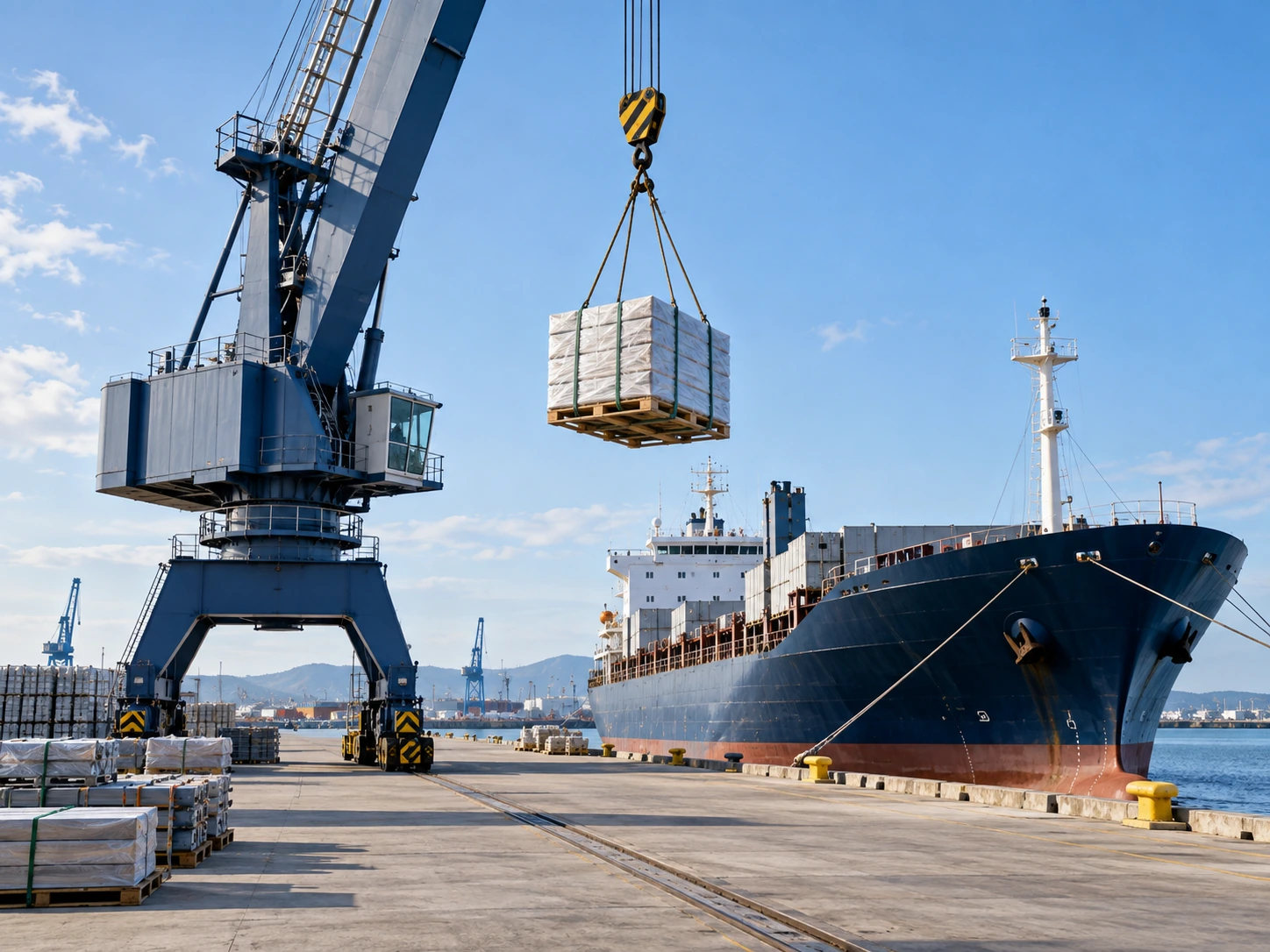 Cargo being lifted at a marine terminal