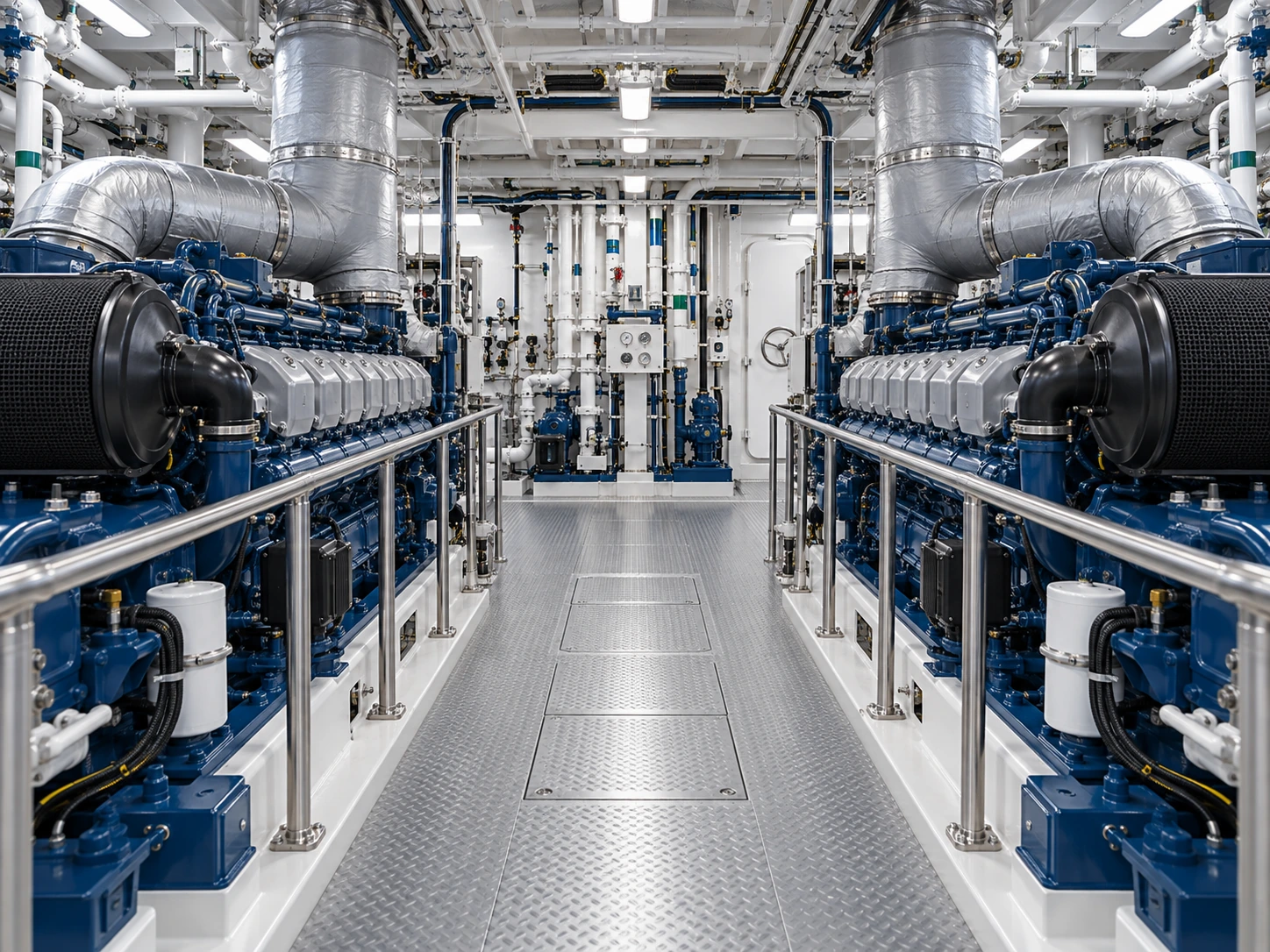 Ship engine room maintenance