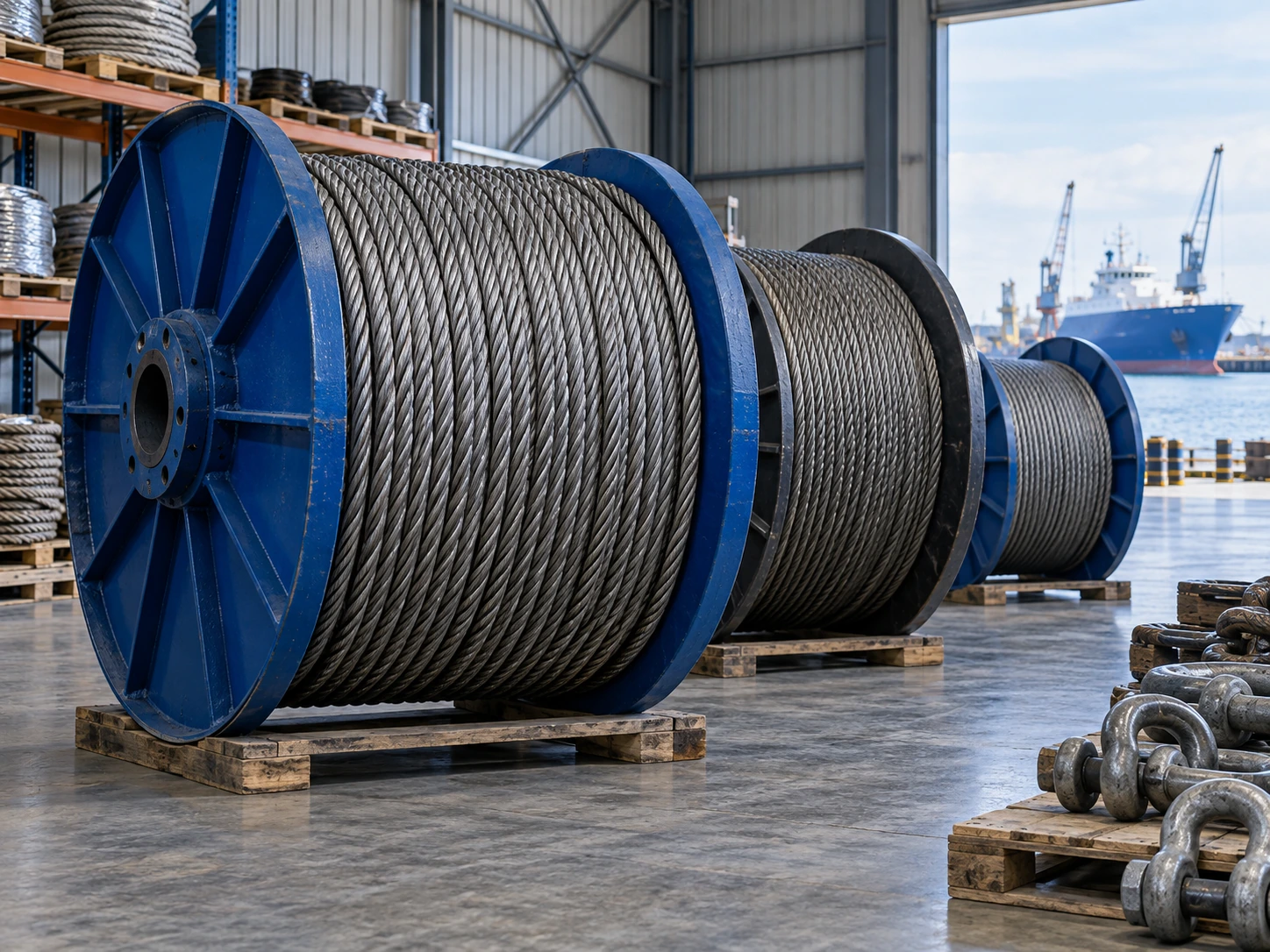 Marine wire rope reels